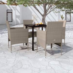 Set da Pranzo da Giardino Beige e Nero - Product Image 1