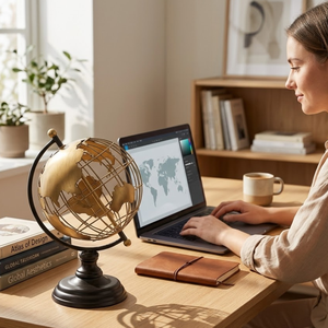 ลูกโลกตั้งโต๊ะพรีเมียมพร้อมขาตั้ง |   ลูกโลกโบราณสำหรับตกแต่งโต๊ะทำงาน โต๊ะอ่านหนังสือ และตกแต่งบ้าน - Product Image 3