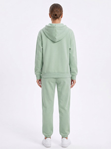 Conjunto de Sudadera con Capucha de Forro Polar de Color Liso de Alta Calidad, Sudaderas Oversize con Hombros Caídos, Bolsillos y Cremallera, Ropa Casual de Otoño Personalizable - Product Image 2