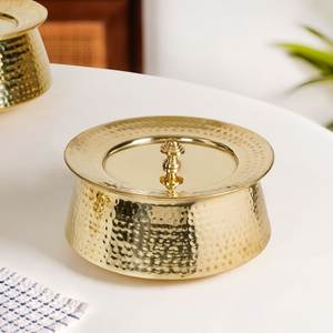 Cazuela de Latón Hecha a Mano con Tapa, Recipiente para Servir Comida Tipo Buffet, para Hogar, Hotel, Venta al por Mayor, Exportación - Product Image 2