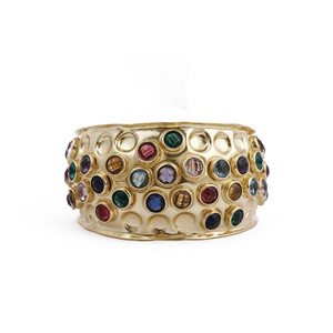 Brazaletes de Moda con Piedras Preciosas de Calcedonia Multicolor, Brazalete de Mujer con Piedra de Nacimiento, Engaste de Bisel Chapado en Oro, El Joyero - Product Image 6