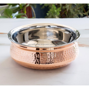 หม้อสแตนเลสก้นทองแดงตอกลาย สำหรับเสิร์ฟอาหารอินเดีย ใช้ในร้านอาหาร ขายส่ง - Product Image 6