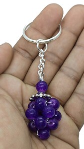 High Quality Crystal Keychain Stone Amethyst grapes <b>key</b> Chine natural Stone bead Healing <b>Key</b> Holder Gift for Women <b>Key</b> Chains - Product Image 4