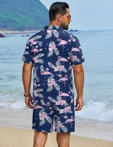 Conjunto estampado para hombre, camisa de manga corta con estampado tropical, pantalones cortos de playa a juego, conjunto informal de verano para vacaciones, top colorido, conjunto de dos piezas para hombre - Product Image 3