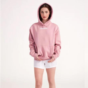 Sudadera con Capucha Rosa para Mujer, 100% Poliéster, Otoñal, Casual, Manga Larga, con Bolsillos, Logotipo Frontal, Secado Rápido, Marca Glossier - Product Image 1