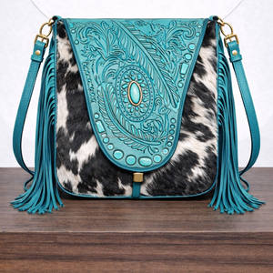 Sac à bandoulière en cuir de vachette véritable, fait main, vintage 2026, design minimaliste de luxe, sac à franges en cuir véritable pour femmes - Product Image 4