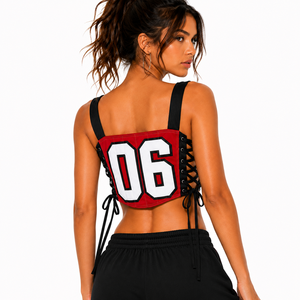 Nouveau haut court corset personnalisé à numéros, avec lacets latéraux, inspiré du maillot de sport, style Y2K, pour femme, inspiré des boutiques, streetwear sportif - Product Image 2