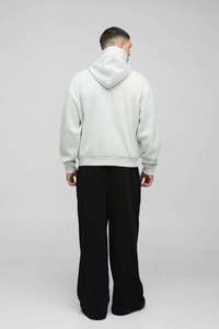 Sweat à capuche zippé gris clair surdimensionné et ample, imprimé étoiles, en coton mélangé respirant pour hommes – Vente en gros, fournisseur personnalisé - Product Image 4