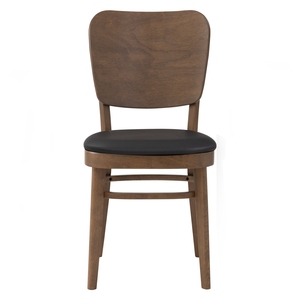 Mid Century Modern Bentwood <b>Backrest</b> Dining Chair Upholstered Vinyl Seat with Sturdy Solid Wood Legs for Commercial Project Use - Product Image 2