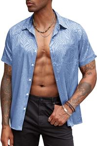 Chemise décontractée pour homme à manches courtes, imprimé tropical hawaïen, boutonnée, en coton coloré, idéale pour l'été et les vacances - Product Image 4