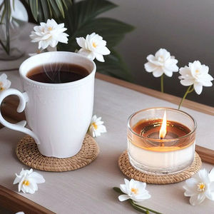 Organic Finished Rattan <b>Coaster</b> Perfect For Pairing With Linen Tablecloths And <b>Ceramic</b> Dishes By The Handmade Collection - Product Image 1