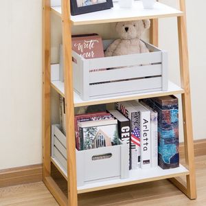 Set di 2 Cesti Portaoggetti Moderni in Legno Grigio e Rete con Manici - Product Image 6