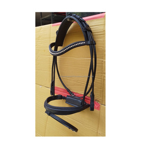 บังเหียนแบบ Anatomic คุณภาพพรีเมียมสำหรับม้า ประดับคริสตัลบนอุปกรณ์หนังแท้ย้อมสีแบบ Drum Dyed Vegetable Tanned - Product Image 1