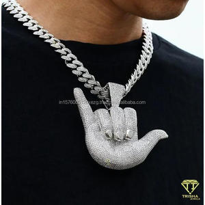จี้มือแฟชั่นที่มีรูปแบบหินเต็มรูปแบบและเพชร VVS Moissanite ที่ยอดเยี่ยม - Product Image 3