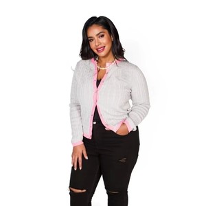 Suéter de Punto con Logotipo de Hermandad Personalizado al por Mayor, Cárdigan Acrílico para Mujer, Estilo Preppy con Doble Botonadura - Product Image 3