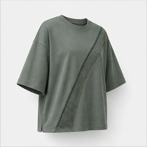 Custom Berry Plum Thread Trace <b>Cloud</b> Mosaic Womens Puff Sleeve T Shirt Cotton Jersey WTS-0040 - Product Image 4