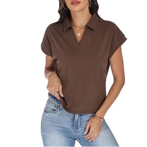 Chemisier blanc à manches courtes et col rond pour femme, en popeline unie, décontracté, pour tous les jours, printemps-été, respirant, coupe classique - Product Image 6
