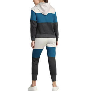 Ensemble de survêtement respirant en polyester pour femme, manches longues, couleur unie, avec capuche et fermeture éclair sur le devant, idéal pour le jogging décontracté en automne - Product Image 2