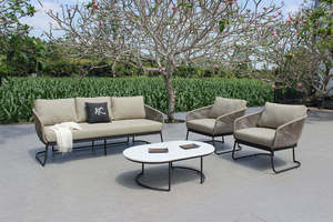 Meubles de salon de jardin haut de gamme Corsica avec structure en métal et corde, ensemble de canapés de jardin élégant Corsica avec corde résistante aux intempéries - Product Image 4