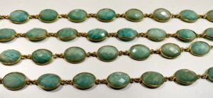 Amazonite naturelle de forme ovale, facettée, avec chaîne à facettes, vendue au mètre - Product Image 4