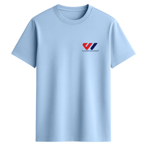 T-shirt décontracté pour homme en coton tricoté de qualité supérieure, bleu clair, col rond, manches courtes, avec logo imprimé sur le devant, style streetwear, séchage rapide - Product Image 5