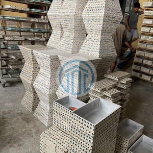 Taburete de Nácar Ecológico Hecho a Mano, Mesa Auxiliar de Mosaico con Incrustaciones de Concha Rosa, Muebles de Acento, Venta al por Mayor, Decoración del Hogar, MOP B2B - Product Image 6