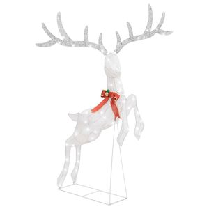 Grand renne volant en tissu blanc et argenté avec lumières de Noël – Produit décoratif - Product Image 2