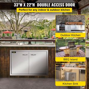 22H pollici doppio acciaio inox BBQ porta 33W X 22H esterno porta di accesso per armadio da cucina per lo stoccaggio per BBQ isola grigliate - Product Image 2