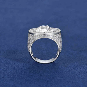 Men's Religious Yellow Gold Diamond Ring Round Brilliant Cut <b>Natural</b> G Color Jesus Face Design - Product Image 2