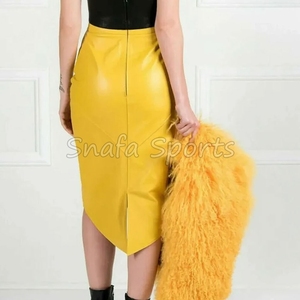 Jupe portefeuille mi-longue décontractée en similicuir tissé pour femme, taille naturelle, nouvelle collection automne 2026, en promotion à prix réduit - Product Image 2