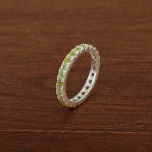 925 Sterling <b>Silver</b> Eternity Band Natural Multi Peridot Gemstone <b>Ring</b> Fine Jewelry Eternity Bands For Women's Wedding Party Wear - Product Image 2