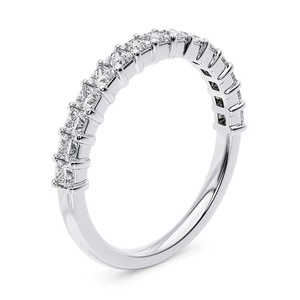 Anillo de media eternidad con diamante de corte princesa de moissanita, plata 925 original para bodas de mujeres, regalo romántico para pareja - Product Image 1