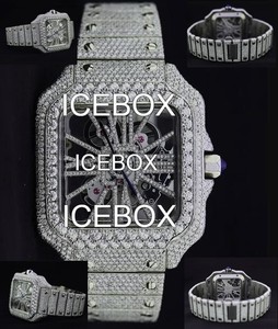 Reloj de Pulsera para Hombre con Caja de Acero Inoxidable, Esfera de Cristal, Totalmente Adornado con Moissanita, Brazalete de Acero Inoxidable con Cierre, Resistente al Agua 10 Bar - Product Image 3