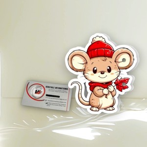 Plaque magnétique personnalisée avec logo pour extensions de cils, motif souris mignonne avec chapeau et écharpe rouges, en acrylique, pour outil de beauté - Product Image 5