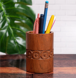 Porte-stylos en bois massif naturel, multifonctionnel, minimaliste, pour bureau, en bois d'acacia, meilleur prix - Product Image 6