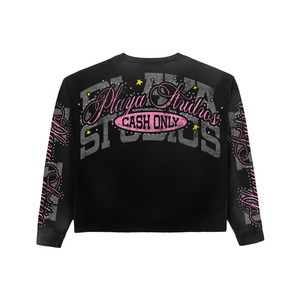Fresh Look Long Sleeve T-Shirt Men's <b>Black</b> Street Style Printed Jersey O-Neck Regular Fit - Product Image 1