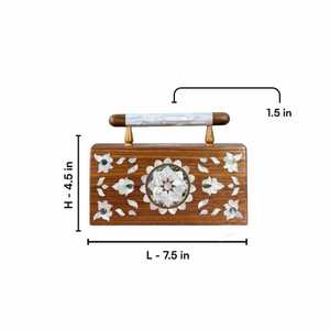 Pochette élégante en bois avec incrustation de nacre, style designer, surface polie de luxe, pour la mode nuptiale moderne et les festivals - Product Image 2