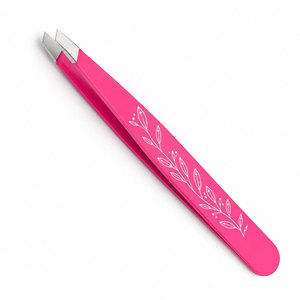 Pinzas para Cejas con Punta Inclinada Rosa, Acero Inoxidable, Herramienta de Precisión Duradera para el Cuidado de las Cejas, Diseño Moderno - Product Image 3
