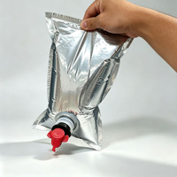 Sac en aluminium de qualité alimentaire avec robinet papillon rouge, sac bib aseptique jetable pour l'emballage de jus, vin, café et autres liquides