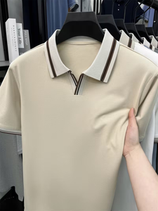 Men's Customizable Color Short Sleeve for Shirt Digital Printed Logo Breathable Casual Solid Front Design Polyester/Cotton - Product Image 2