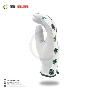 Gant de golf en cuir Cabretta super doux de qualité supérieure, main droite, blanc, imprimé trèfle vert, antidérapant, fermeture auto-agrippante, extérieur, unisexe - Product Image 5