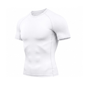 T-shirt de compression personnalisé pour homme, extensible, respirant, pour la gym, le fitness, la course, l'entraînement sportif, la musculation, couche de base, OEM - Product Image 5