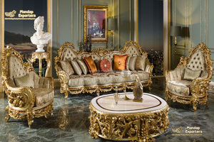 Ensemble de canapés de salon de style classique et formel, style victorien traditionnel, meubles de salon luxueux, ensemble de meubles de salon luxueux - Product Image 3