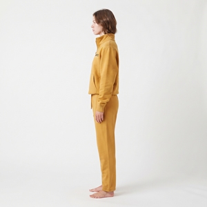 Ensemble de survêtement jaune moutarde pour femme, couleur unie, manches longues, pantalon de survêtement décontracté, tenue deux pièces assortie - Product Image 4