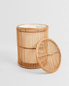 Elegante Cesta de Ratán Hecha a Mano, Organizador de Almacenamiento Tejido, Contenedor Redondo Decorativo con Tapa y Forro para Decoración de Interiores del Hogar - Product Image 3