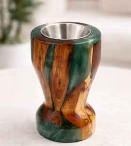 Quemador de incienso de resina con incrustaciones de madera de Oriente Medio, Mabkhara árabe, soporte para incienso Oud, fragancia para el hogar, regalo premium para la decoración de Ramadán y Eid. - Product Image 1