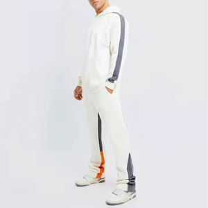 Chándal con Capucha de Último Diseño en Color Blanco con Bloques de Color, Manga Larga, Ropa Deportiva Informal con Bolsillos Laterales y Cintura Elástica para Hombre - Product Image 1
