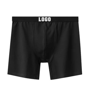 Calzoncillos bóxer de algodón negro para hombre, de corte medio, transpirables, de punto, de color sólido, para uso diario. - Product Image 1