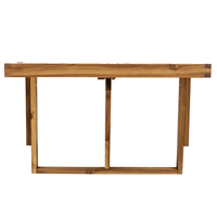 Table pliante moderne en bois d'acacia avec rail suspendu pour repas et boissons en extérieur