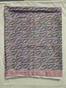 Paréo en coton imprimé à la main, motif cachemire rose et bleu, léger, pour femme, vente en gros - Product Image 5